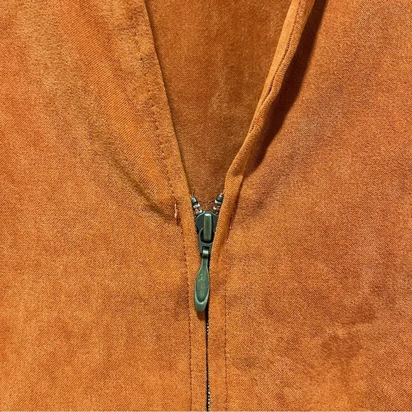 Dressbarn Faux Suede Zip Up Jacket, Womens Small in Burnt Orange - Picture 4 of 10